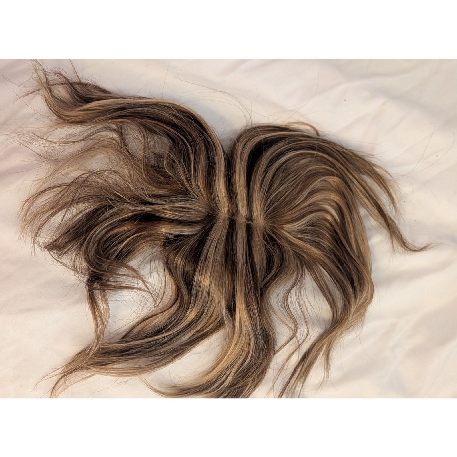 Rich Choices Human Hair Topper W/ Bangs Clip In 6″ Med Brown Highlight Blonde