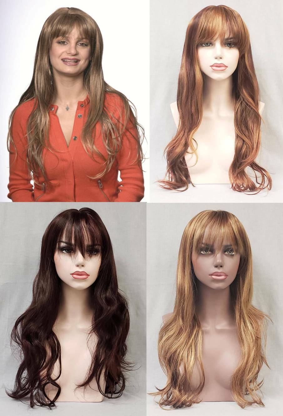 WOMENS 30″ LONG STRAIGHT WAVY HAIR WIG W/ LOTS OF LAYERS & BANGS SKIN TOP TONYA