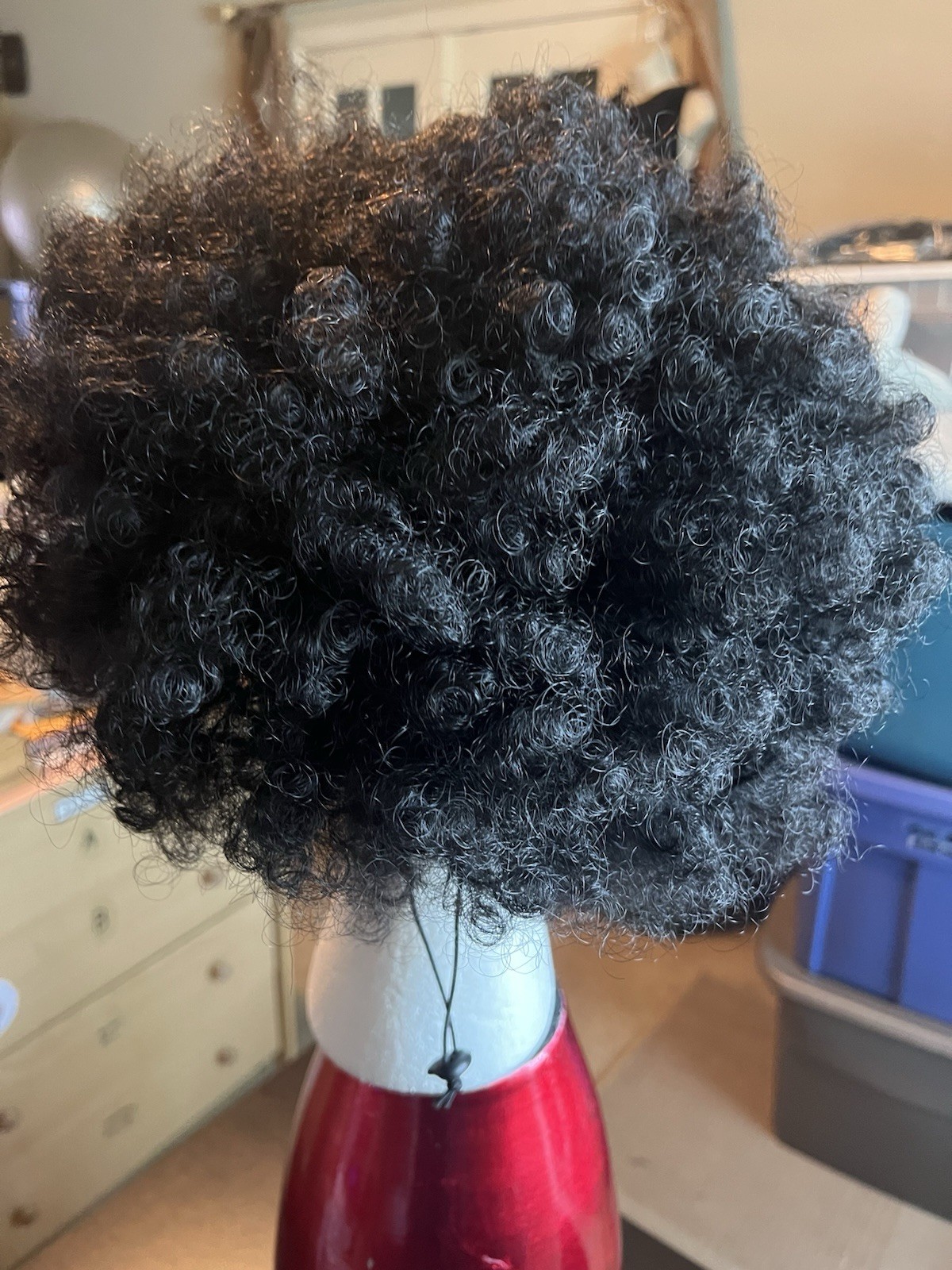 Afro Curly Hair Black Wig Adjustable 4 Combs Never Worn