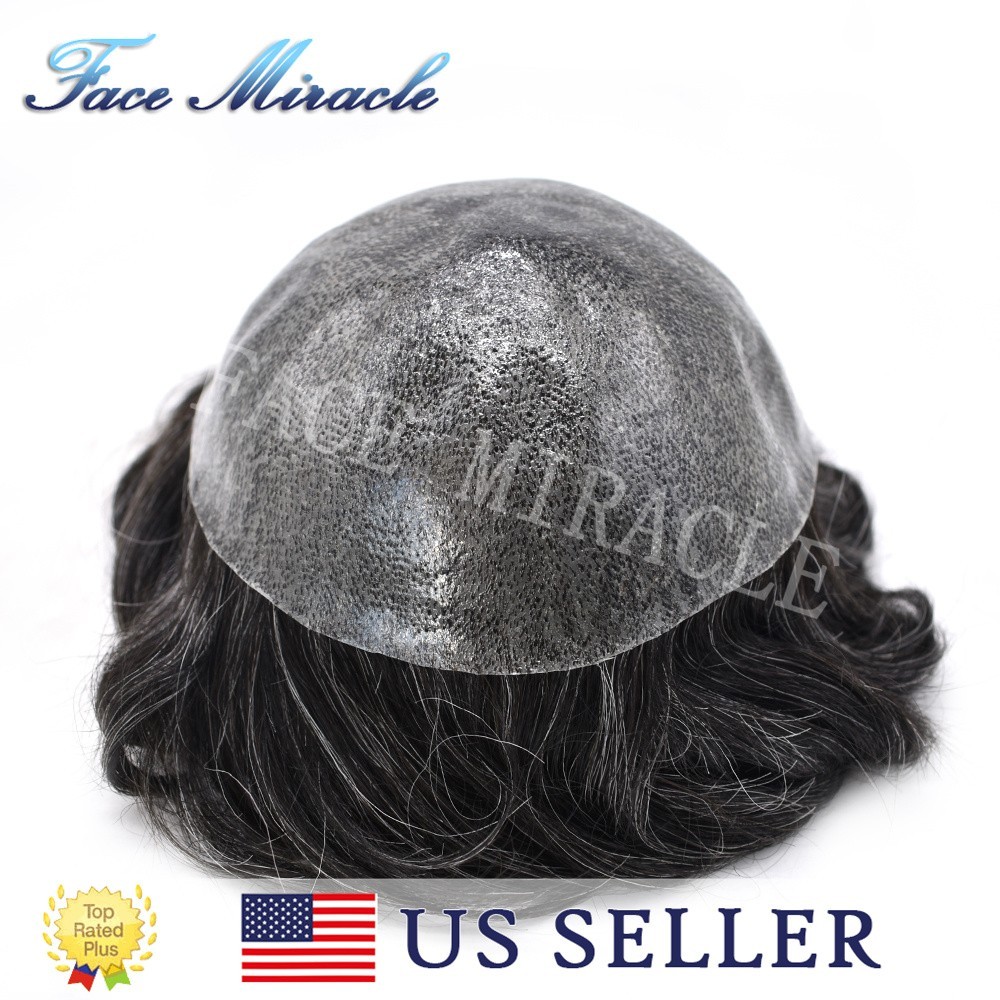 Toupee for Men All Poly Mens Human Hairpieces 0.1MM Thin Skin Hair Replacement