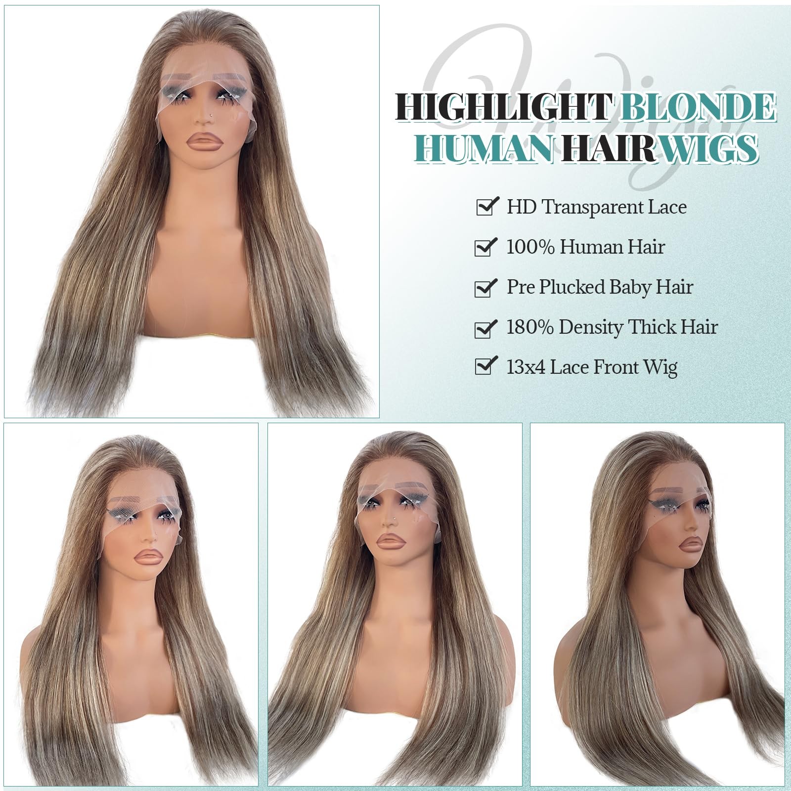 Munx Brown Highlight Lace Front Wigs Human Hair 180 Density Preplucked 13X4 Hd