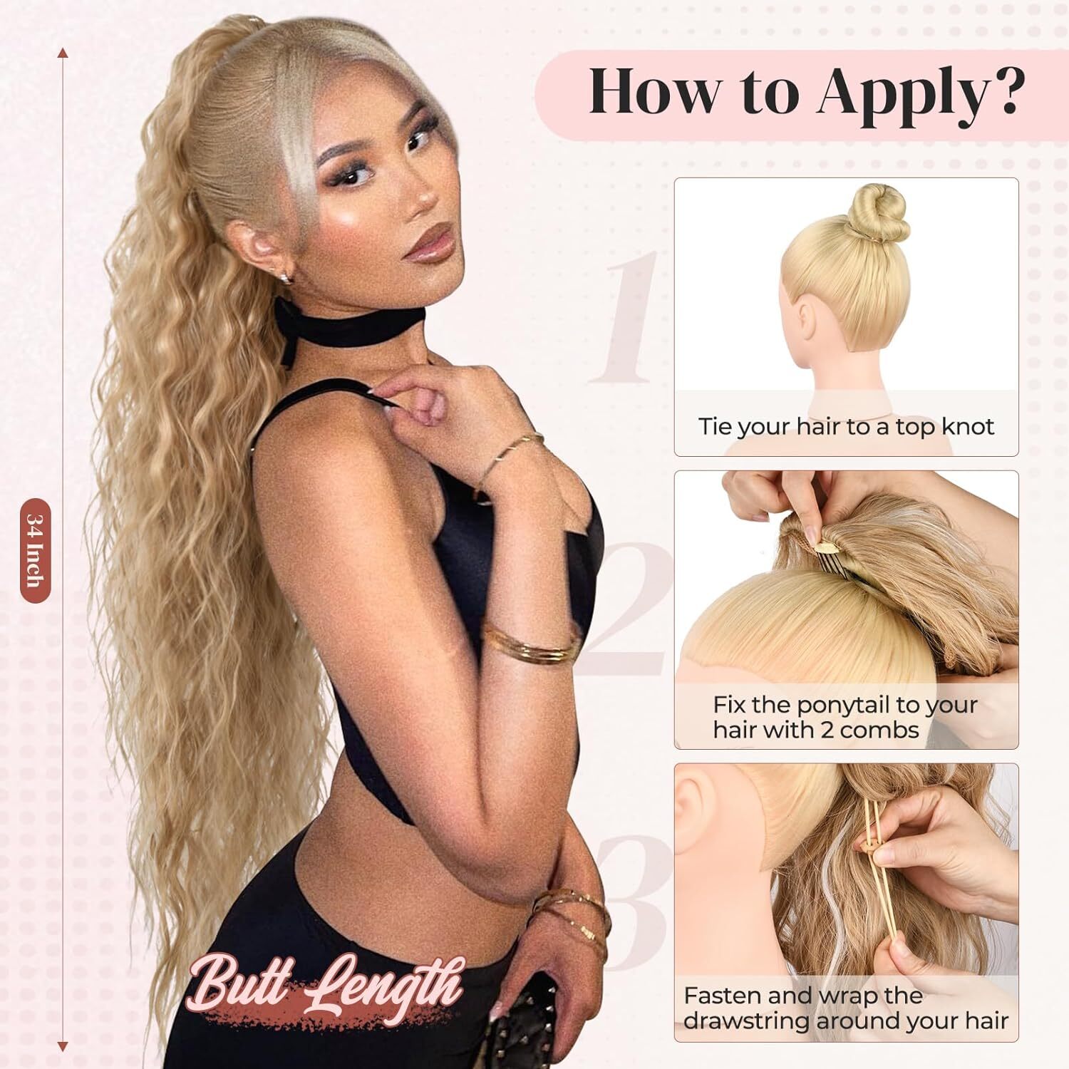32″ Afro Kinky Curly Ponytail Hair Extensions Drawstring As Human Hair Pony tail