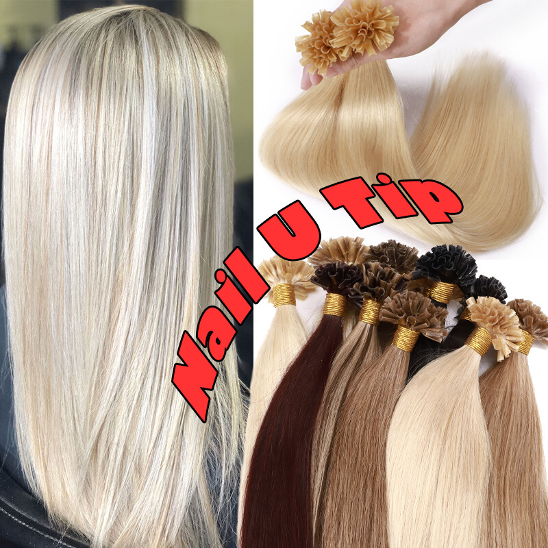 Fusion Nail U Tip 100% Human Remy Hair Extensions Pre Bonded Keratin 16″ 18″ 20″