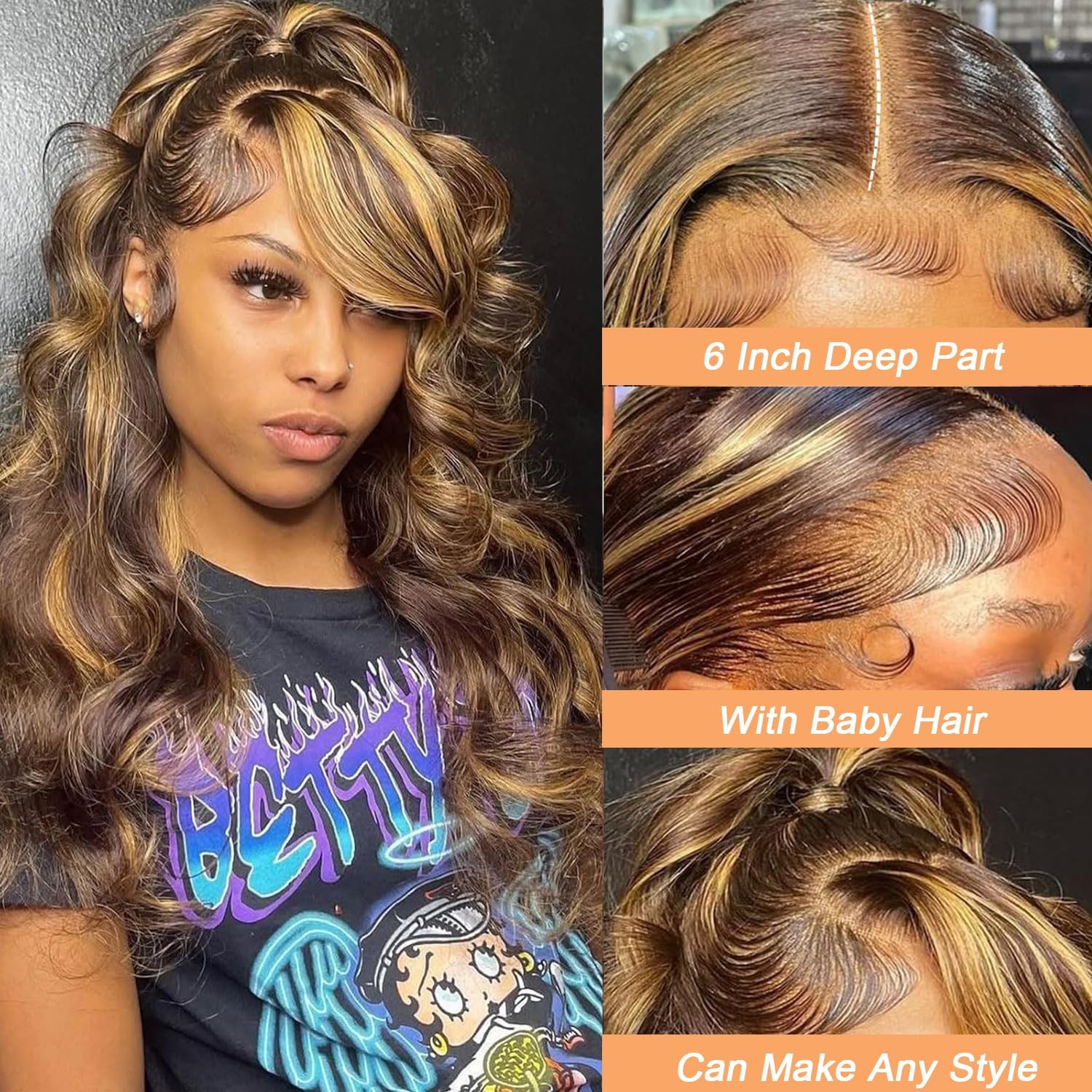 Isufer 2X6 Closure Hd Transparent Lace P4/27 Highlight Honey Blonde Closure