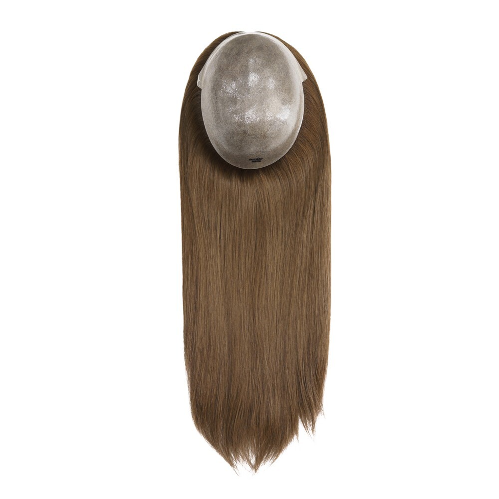 Topper for Women Poly Skin Wigs Top Pieces Human Remy Hair System 18” #L6