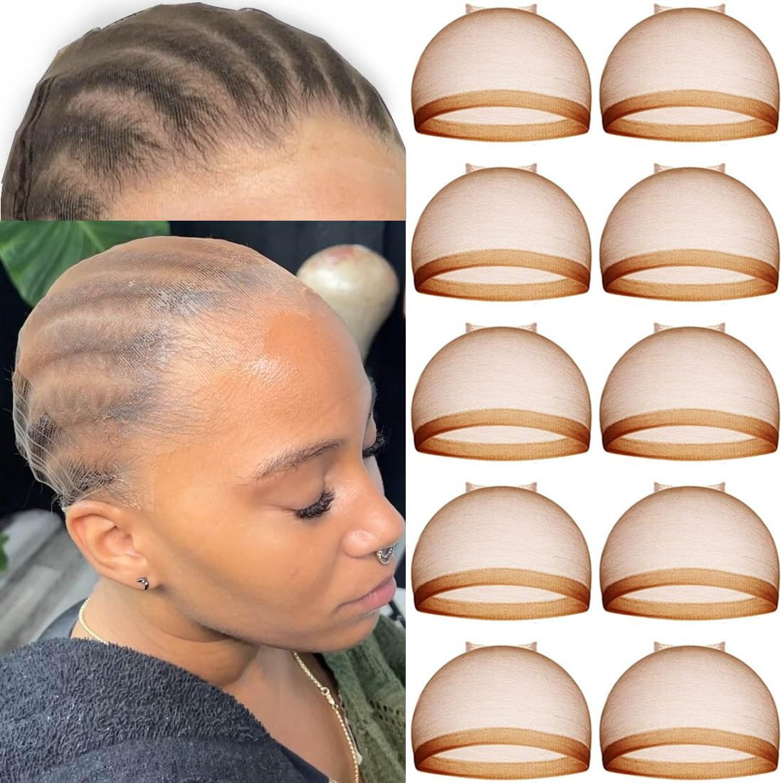 10 Pcs Transparent HD Wig Cap, Thin Nylon Cap for Women, Suitable for Parties, W