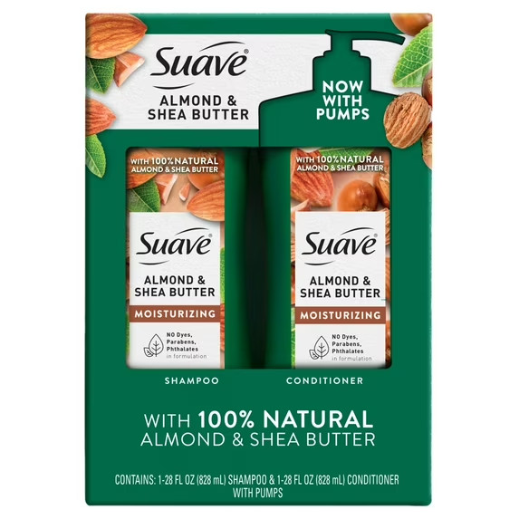 Suave Moisturizing Shampoo & Conditioner With Almond & Shea Butter, Twin Set,