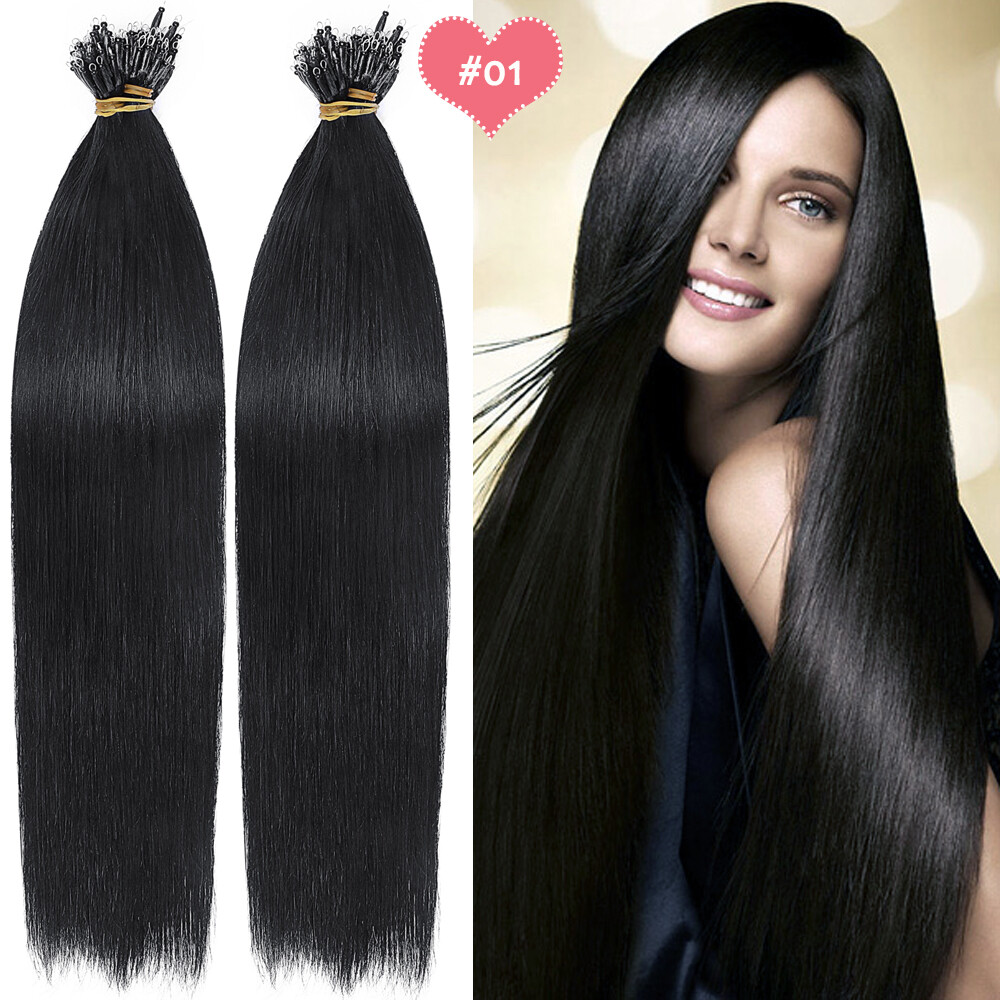 50g-100g Nano Ring Loop Micro Bead Tip Real Human Remy Hair Extensions Full Head