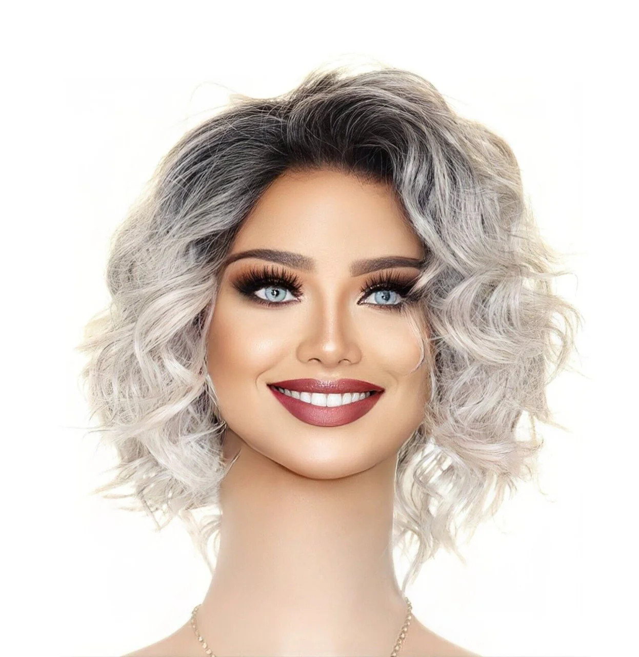ATTITUDE RENE OF PARIS Orchid Wigs – LACE FRONT – New WAVY SILVER MIST ROOTED
