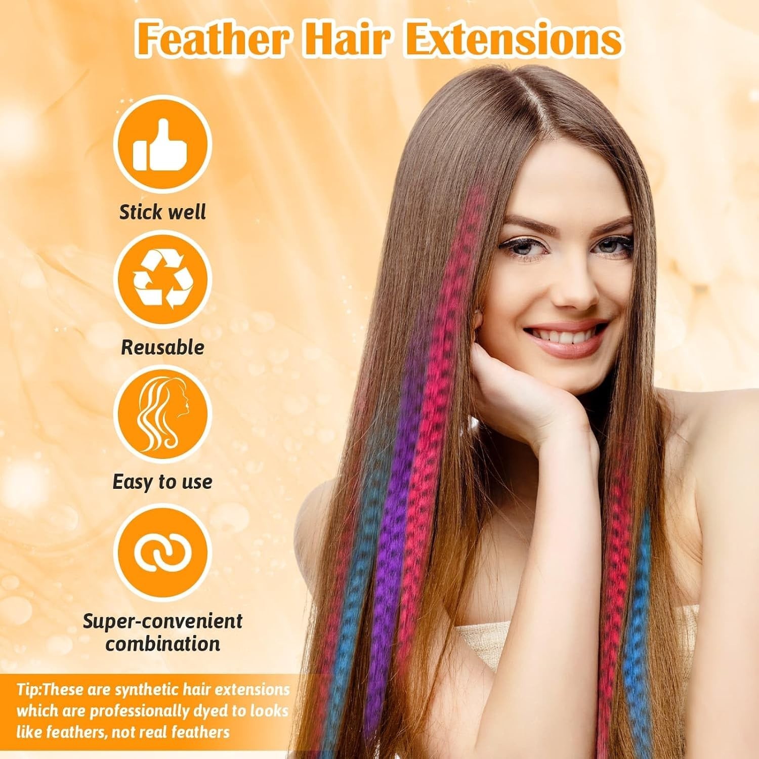 Synthetic Feather Hair Extension Set – 13 Colors
