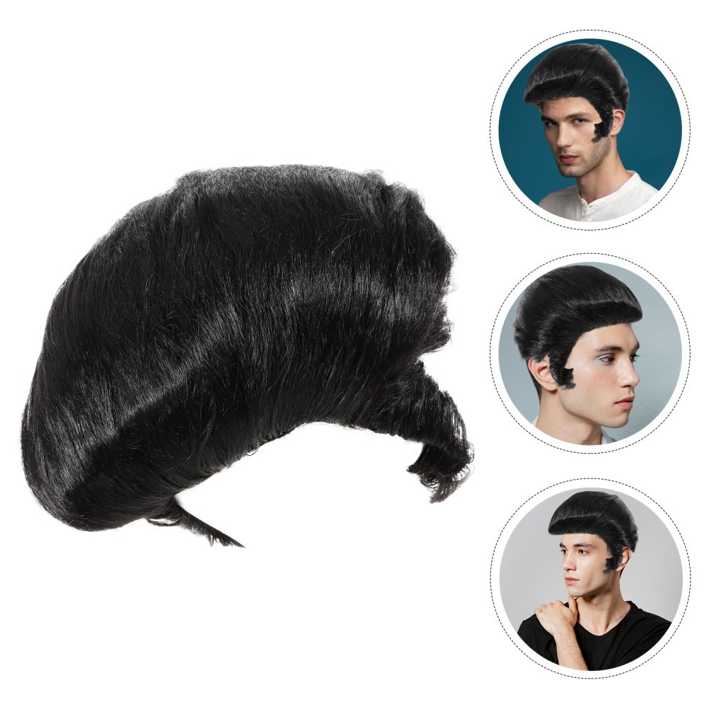 High Temperature Fiber Black Wig for Men Cosplay Party Style