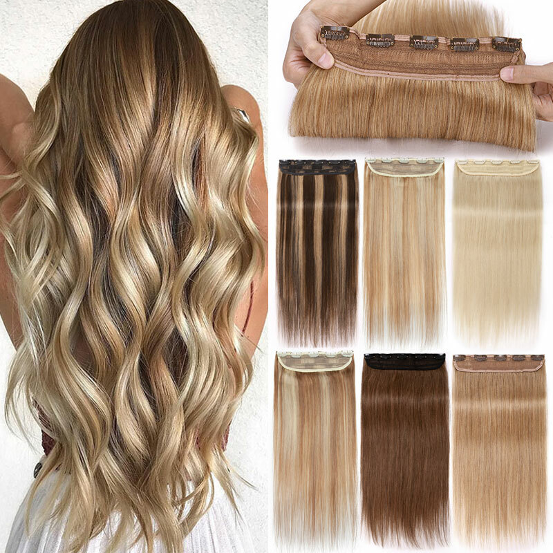 100G Thick One Piece Weft Clip in Real Brazilian Human Hair Extensions Full Head