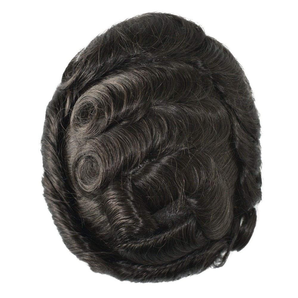 Toupee for Men Human Hair Replacement System French Lace Skin Hairpiece 8×11 #1B