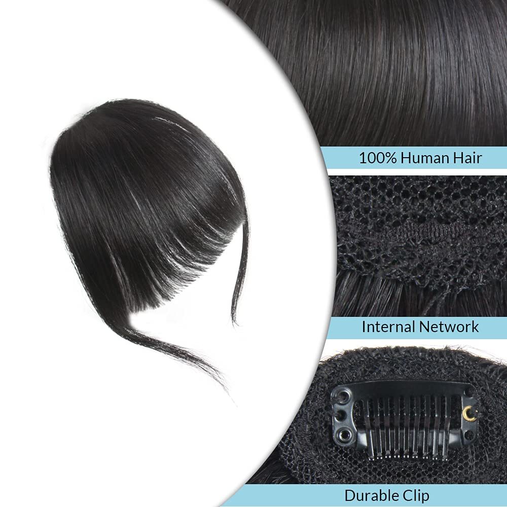 Clip In Human Hair Bang Wispy Air Bangs Front Fringe Clip in Hair Extensions US