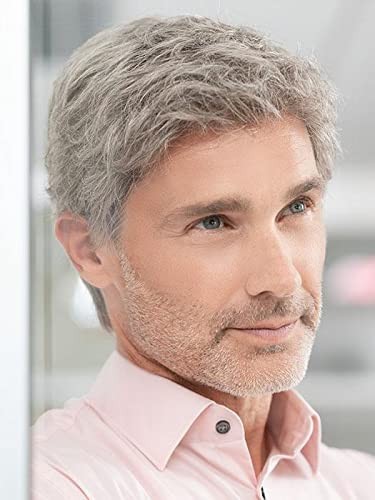 Short Grey Layered Wig for Men – Synthetic Heat Resistant Halloween Costume Hair