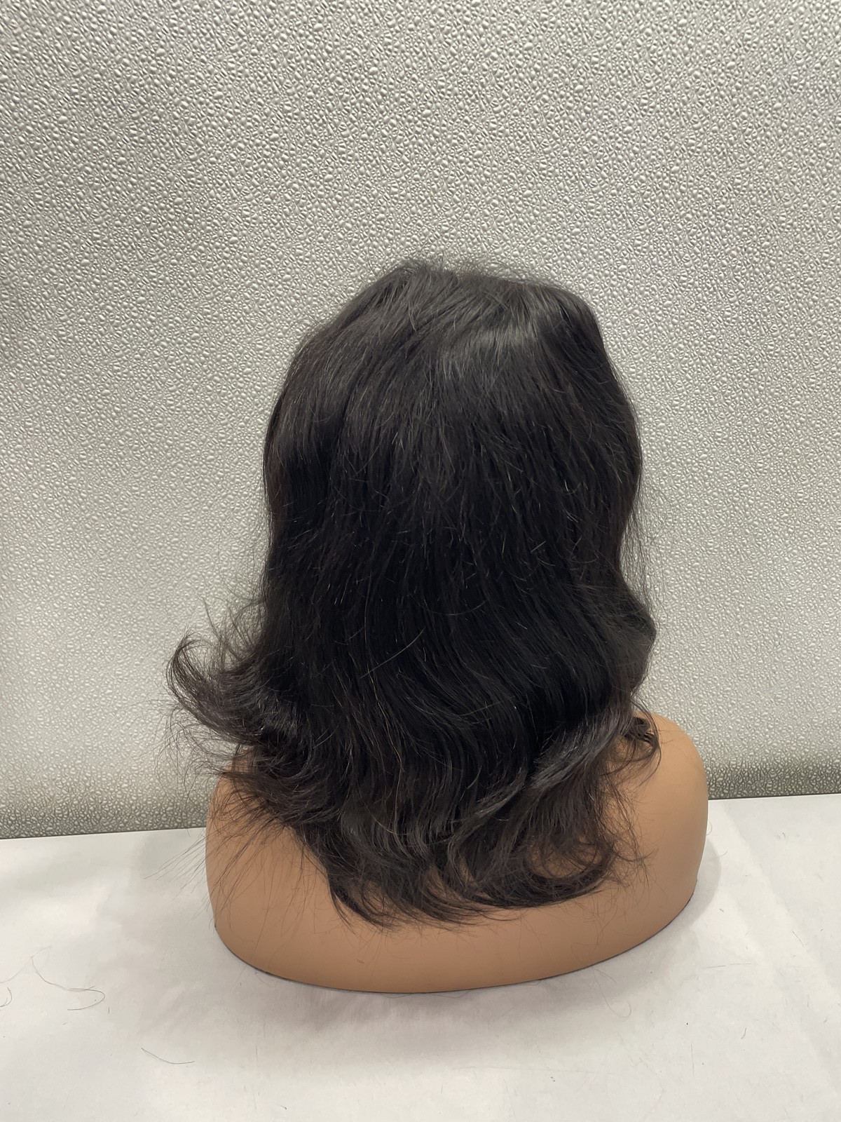 Natural Black Human Hair Blend Lace Front Glueless Short Wig, 14″