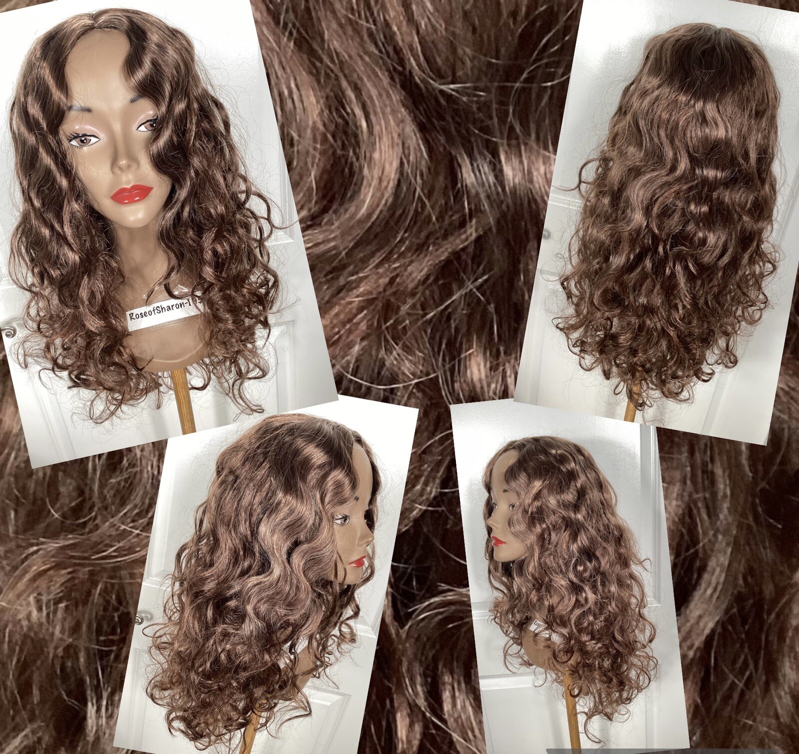 NEW! Beautiful Wig 25” Long Golden Brown Center Skin Part Size LARGE Net Cap D-4