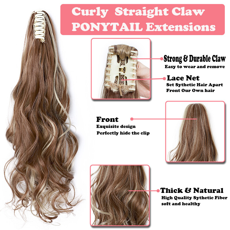 Mega Thick Any Style Jaw Claw Clip in Hair Extensions Ponytail As Human Hair US