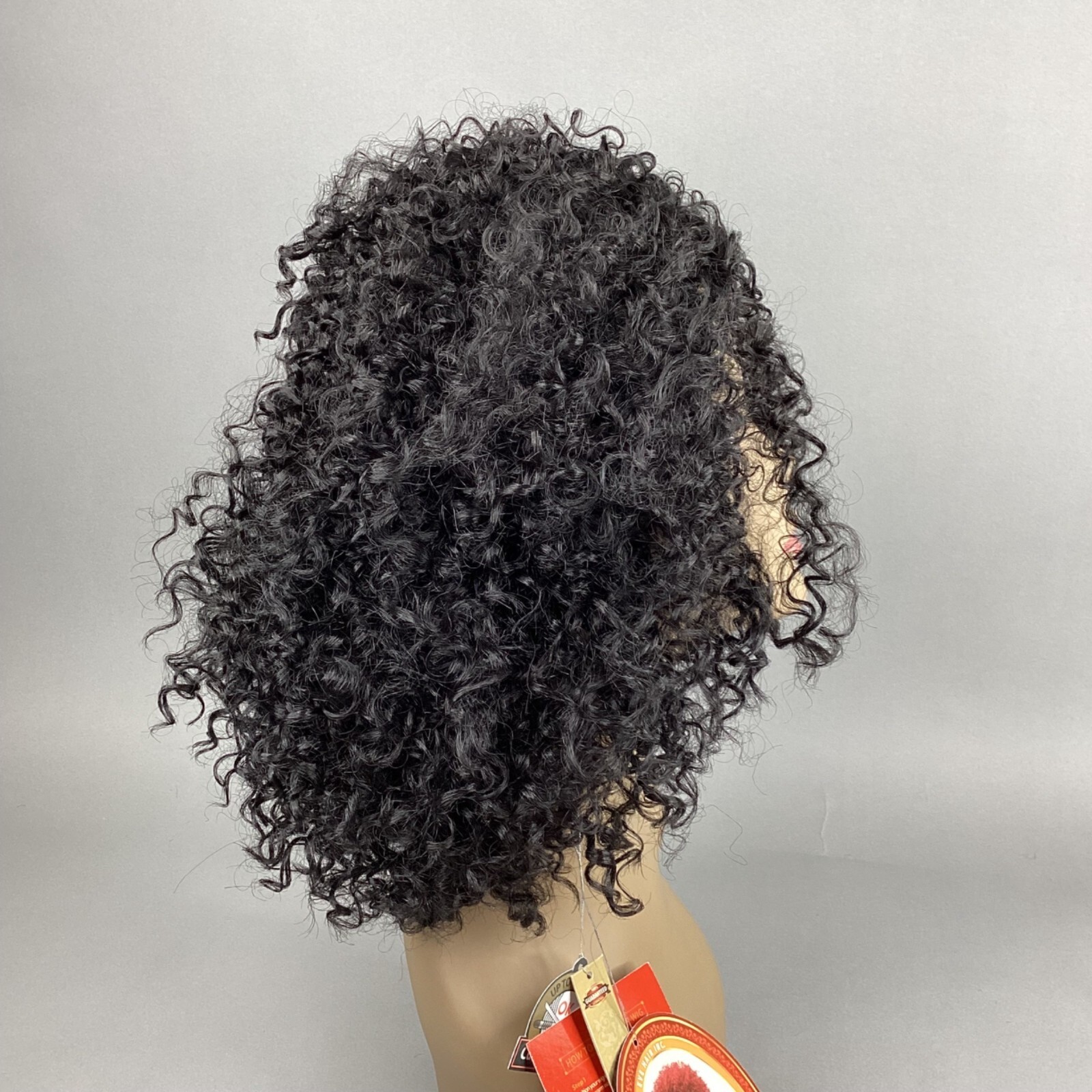 Anika 1B Off Black Big Fluffy curly Afro Wig Classic Cap Synthetic Adjustable