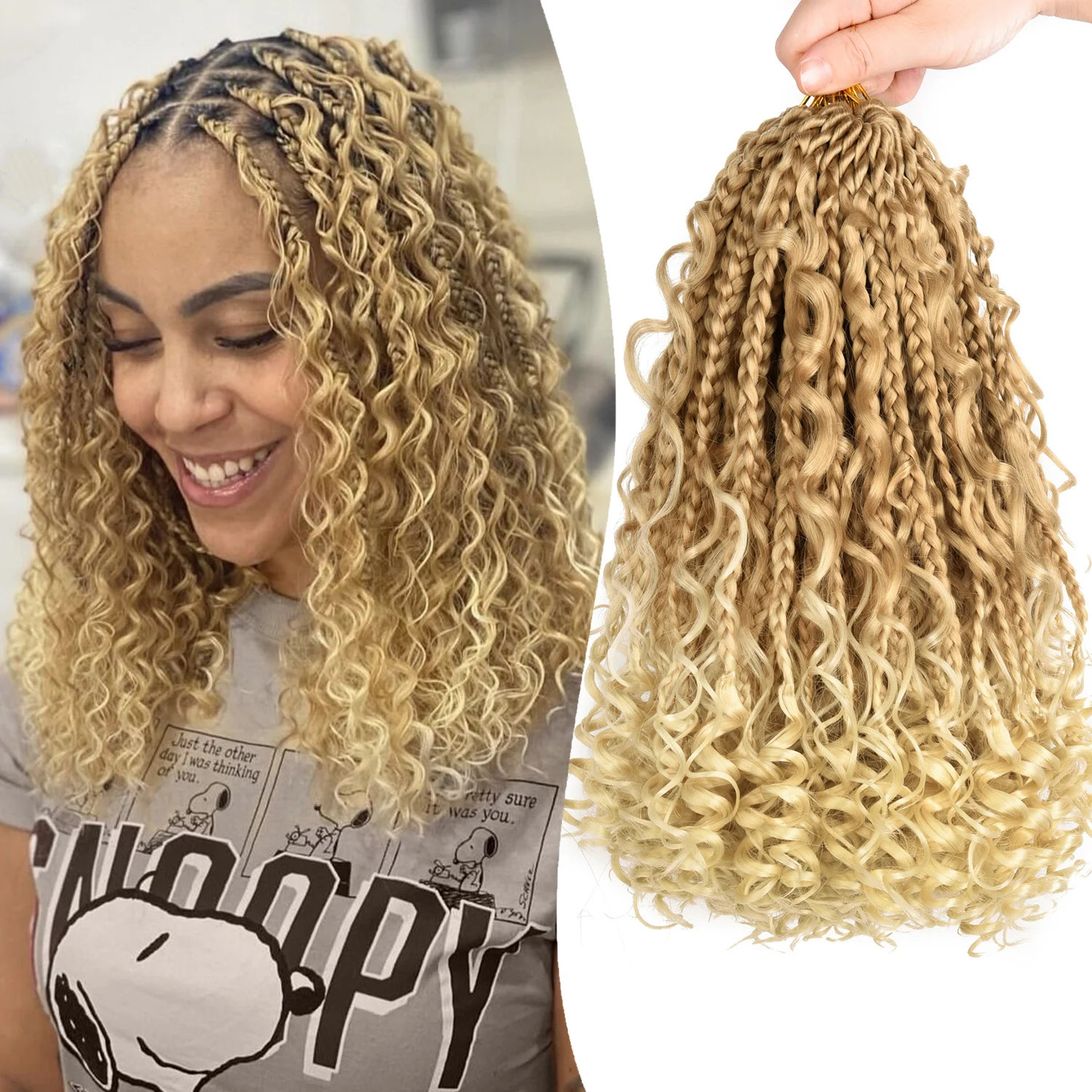 Goddess Box Braids Crochet Hair 12 Inch Curl Ends Hair Extensions For Women