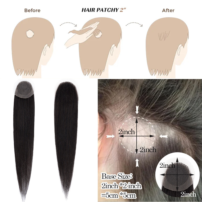 Thin Skin Hairline Bald Spot Hair Patch Frontal Hairpiece 100% Remy Human Hair