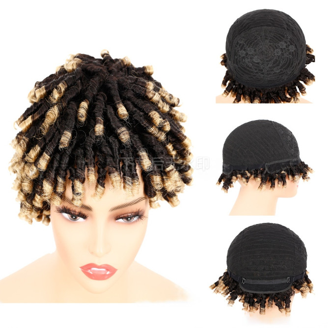 Short Braided Wigs Human Hair Dreadlock Wig Ombre Twist Braids Wig for Women