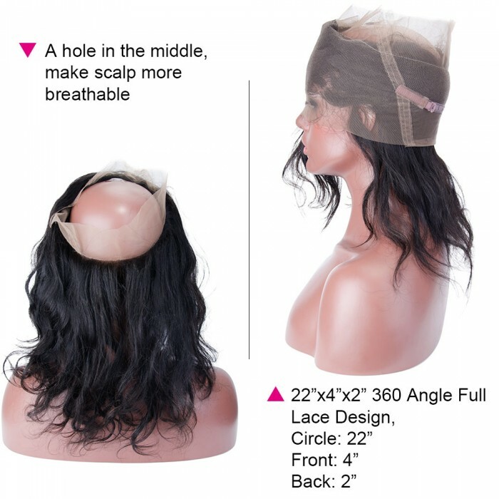 10-20 Inch 22″ x 4″x 2″ Body Wavy #1B Natural Black 360 Lace Frontal