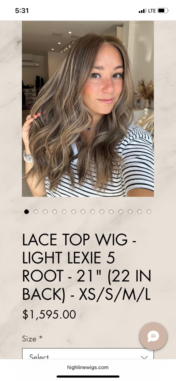 Highlinewigs 100% human hair LACE TOP WIG – LIGHT LEXIE 5 ROOT – 21″ (22 IN BACK