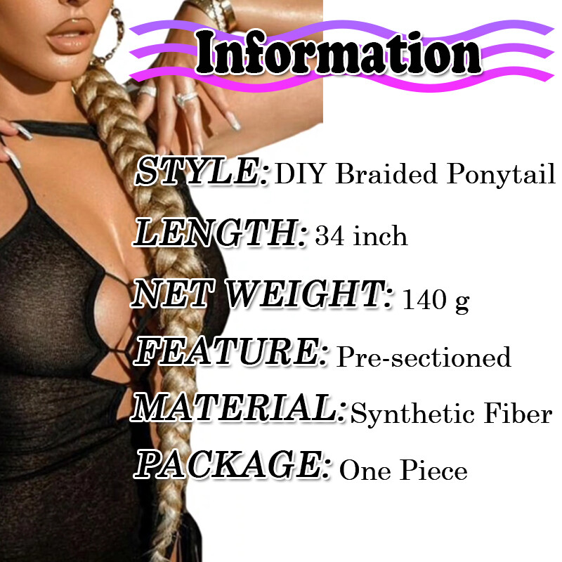 US 100% Natural As Human False Braided Ponytail Wrap On Hair Extensions Hair Tie
