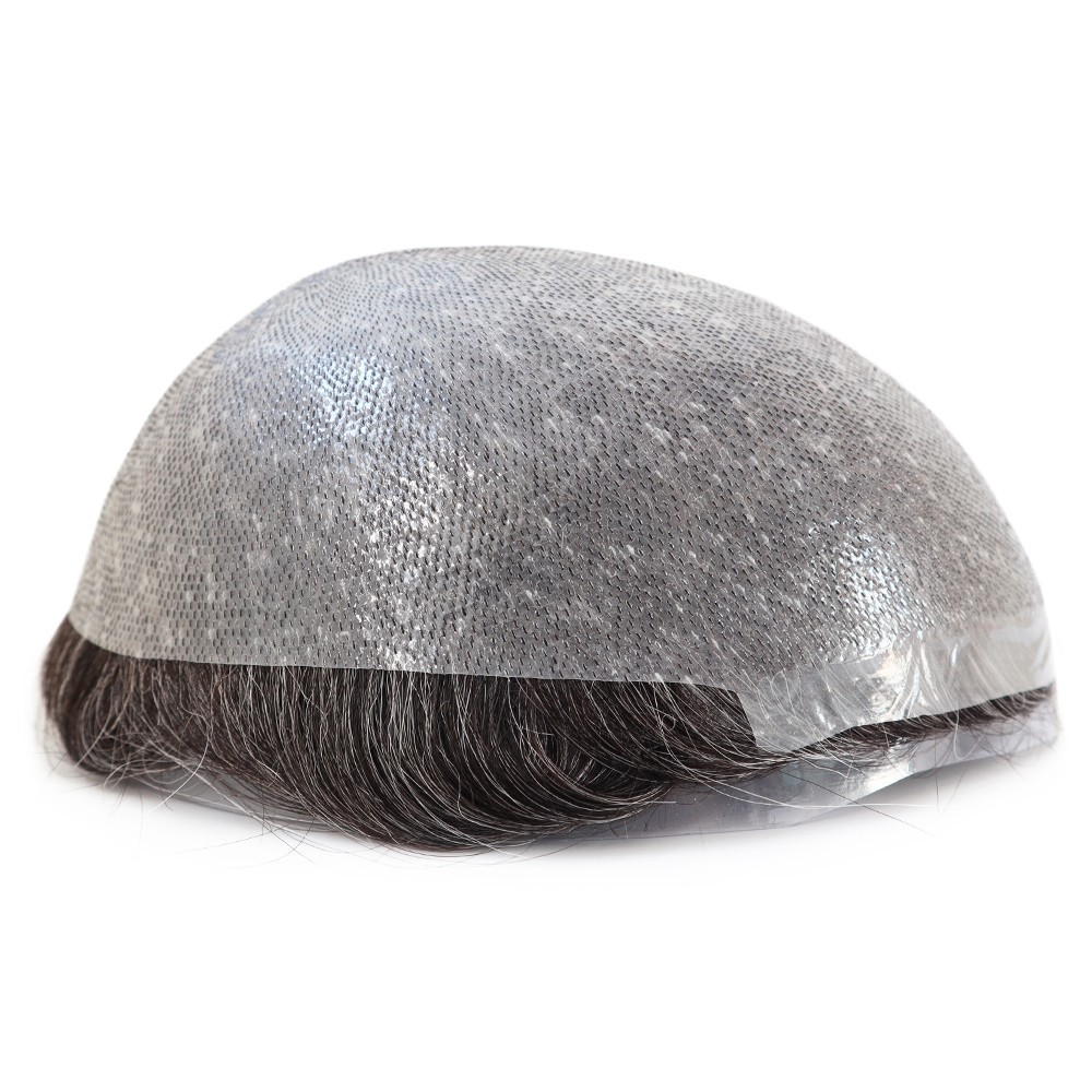 Toupee Human Hair for Men Replacement System Hairpiece 0.05mm Thin Skin BIO#1B30