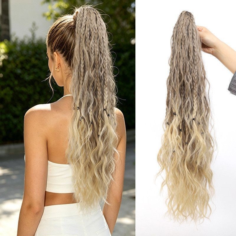 Corn Wave Ponytail Extension Claw Clip 26″ Long Synthetic Women Fluffy