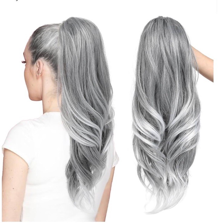 NEW SEIKEA Ponytail Extensions Drawstring Straight 14” Or 16 Grey Mist HD50/60
