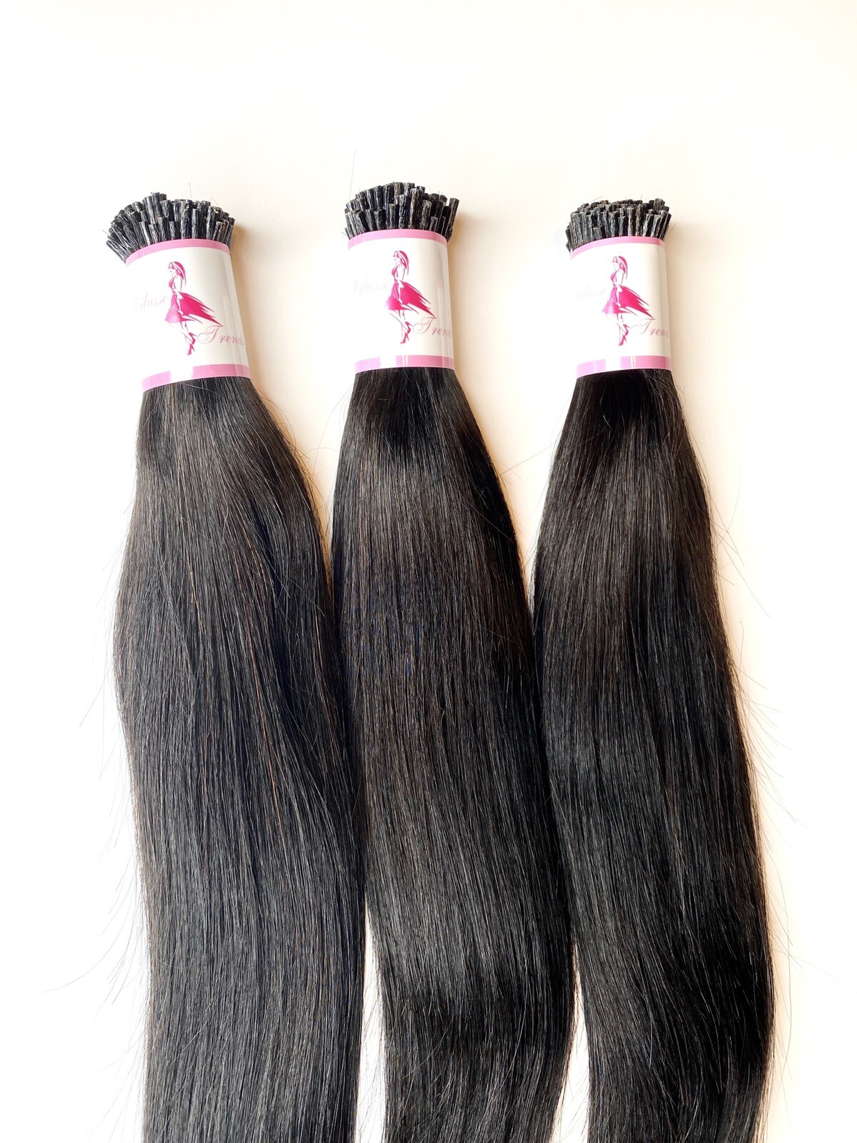 Womens Straight I-Tips Raw Natural Human Hair Extentsions 18 Inches