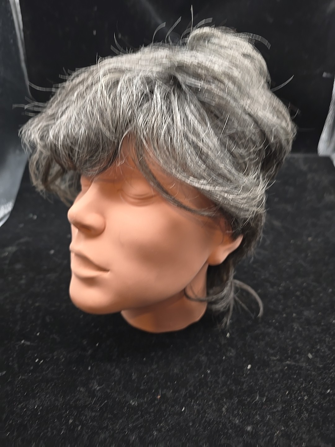 Foxy Silver Wig Razor Cut Shag Japanese Made In Indonesia Misung Modacrylic Gray