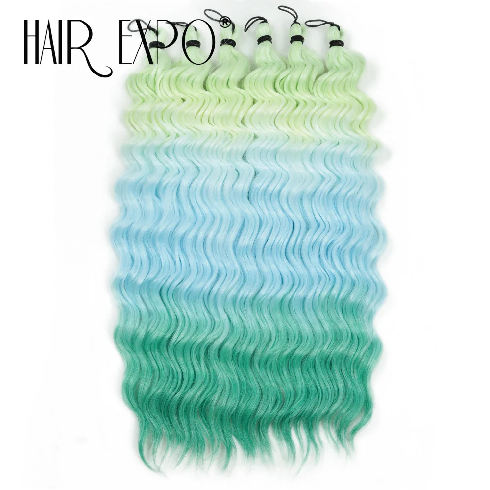 18 Inch Deep Wave Twist Crochet Hair Synthetic Ombre Rainbow Color Afro Curls