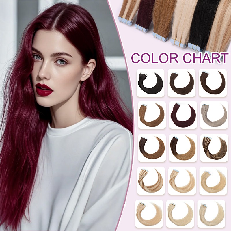 Thick 100G Tape In Remy Human Hair Extensions Full Head Skin Weft Balayage Ombre