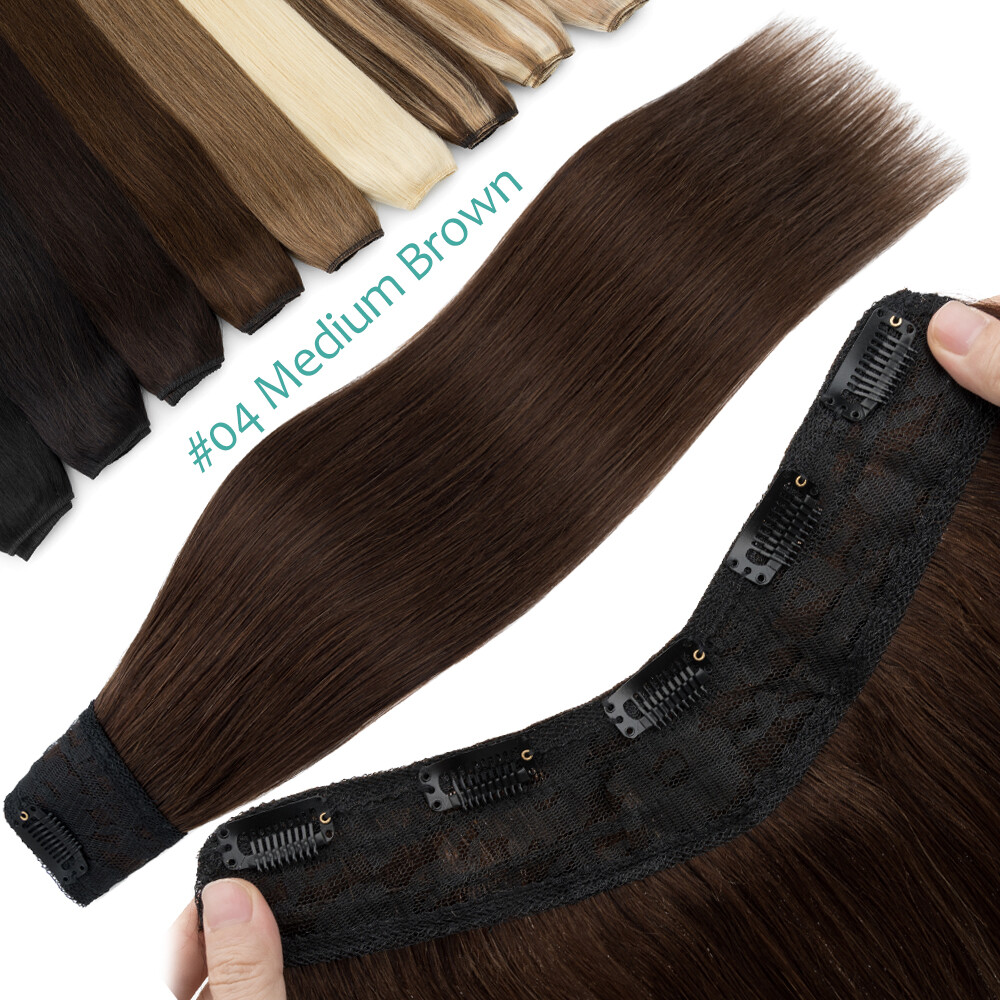 Thick V-Shape One Piece Clip In Highlight Remy Human Hair Extensions Full Head