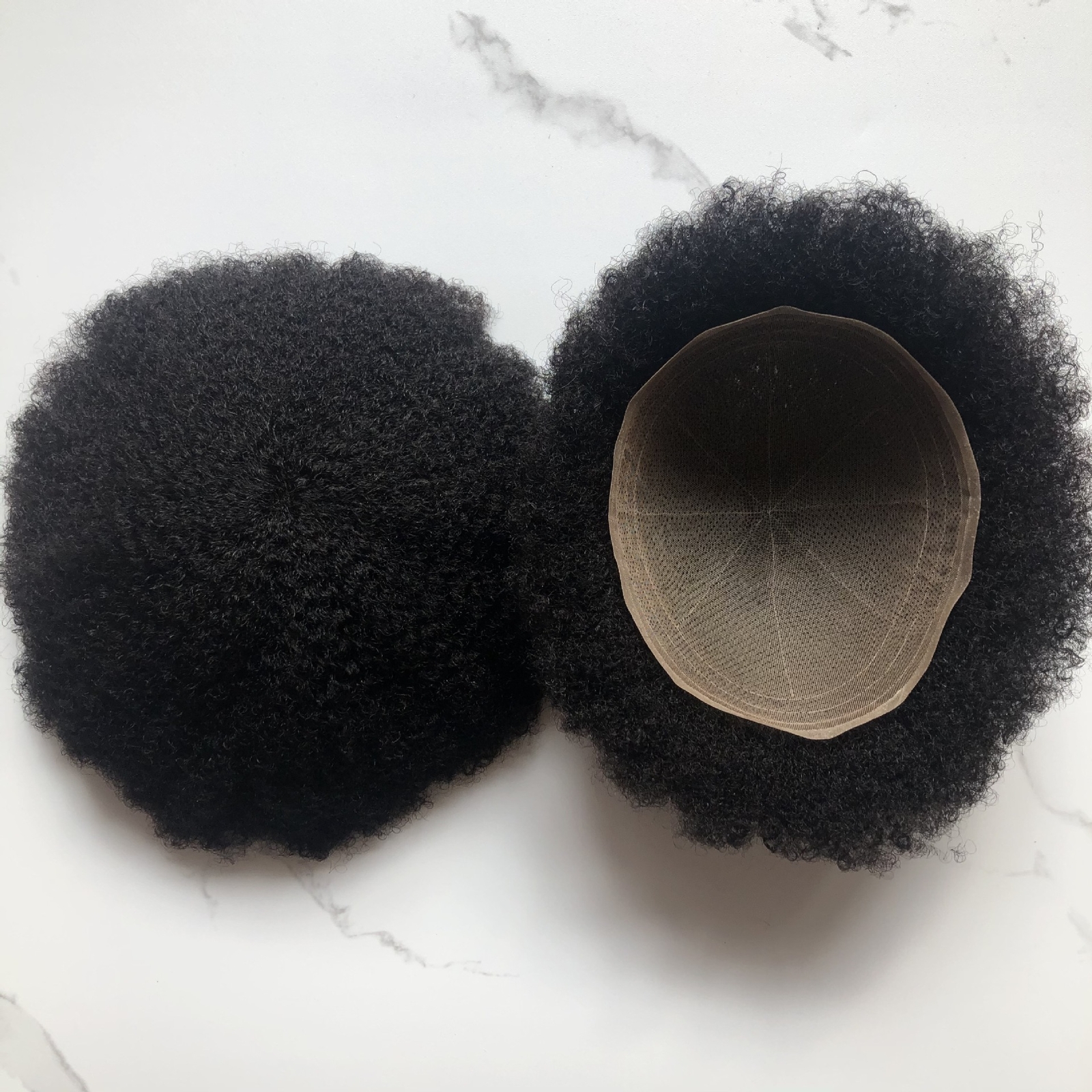 Afro Curly Full Lace Toupee African American Mens Toupee Human Hair 4mm Afro