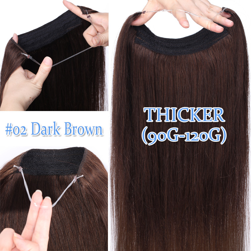 Thick Hidden Wire In 100% Remy Human Hair Extensions One Piece Wavy BLONDE