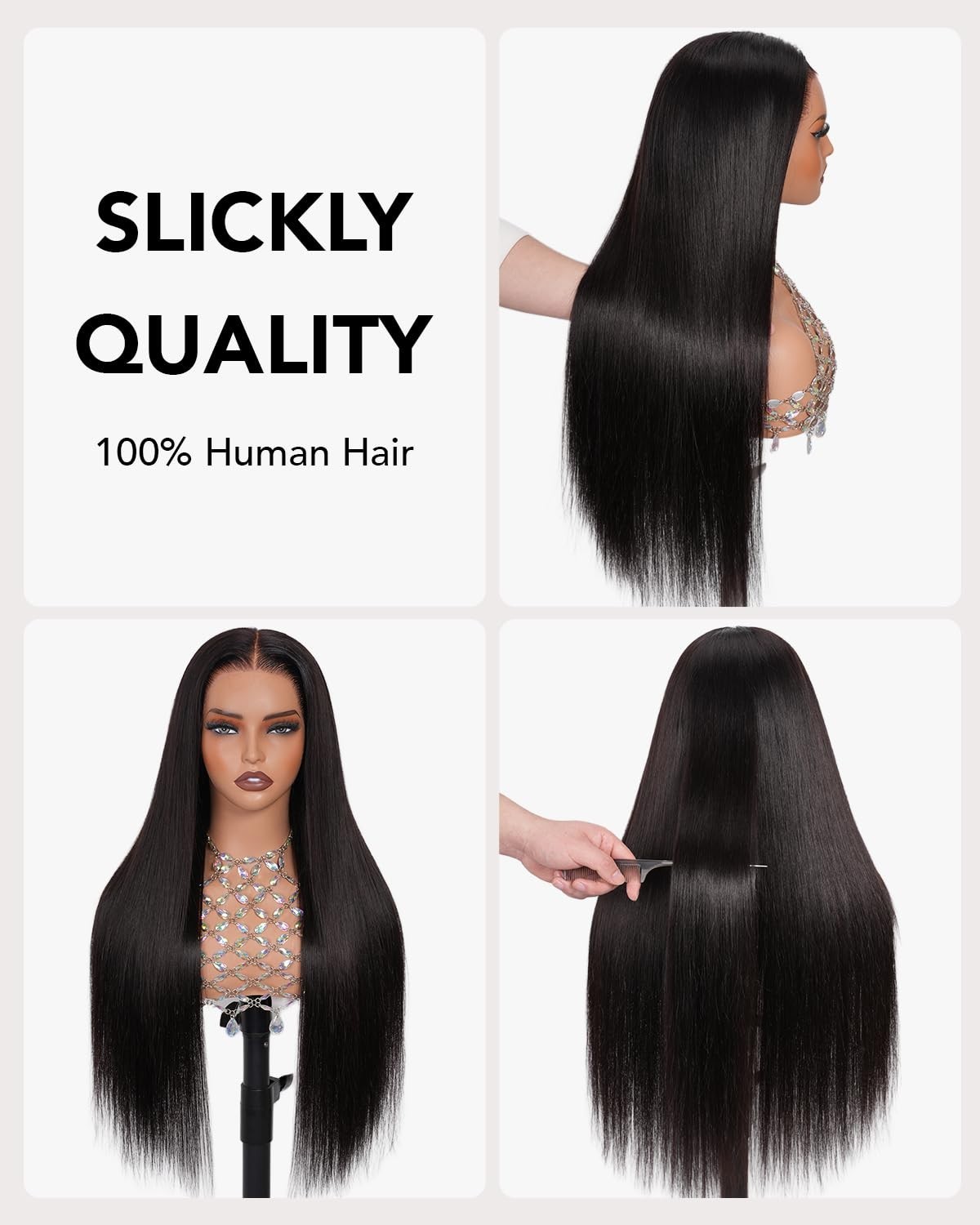 13×6 HD Lace Front Wig, 200 Density Straight Human Hair, Pre-Plucked, 26 Inch, G