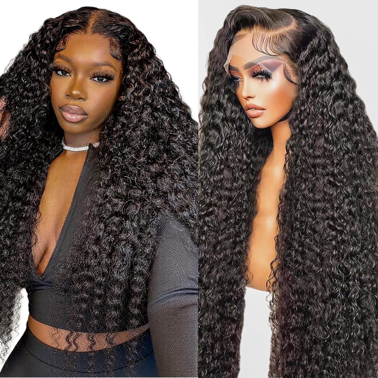 Mepurer 26 Inch Deep Wave Wig Human Hair with Baby Hair 200 Density 13×6 Lace…