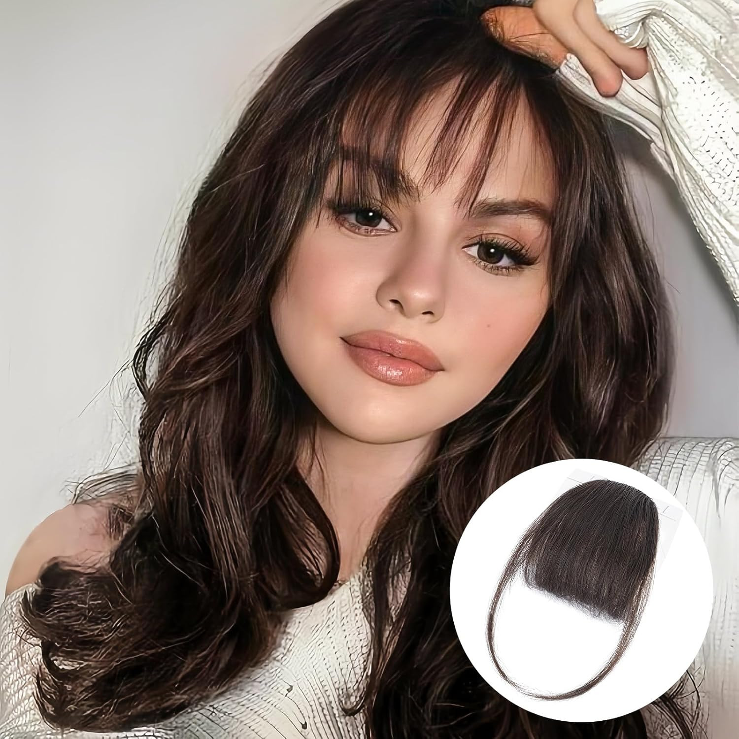 Clip in Bangs Real Human Hair Bangs Hair Clip Fringe with Temples Hairpieces for