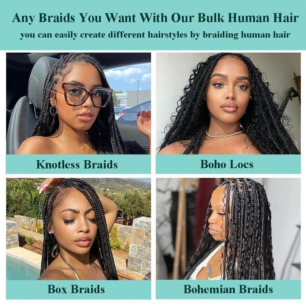 Real Remy Human Hair Braiding Deep Loose Wave Bulk No Weft 100g For Boho Braids