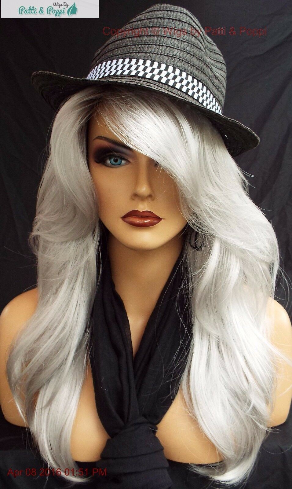 “ANGELICA” DESIGNER WIG ☆ #60 WHITE ROOTED ILLUMINA R LONG FLOWING WAVES SEXY