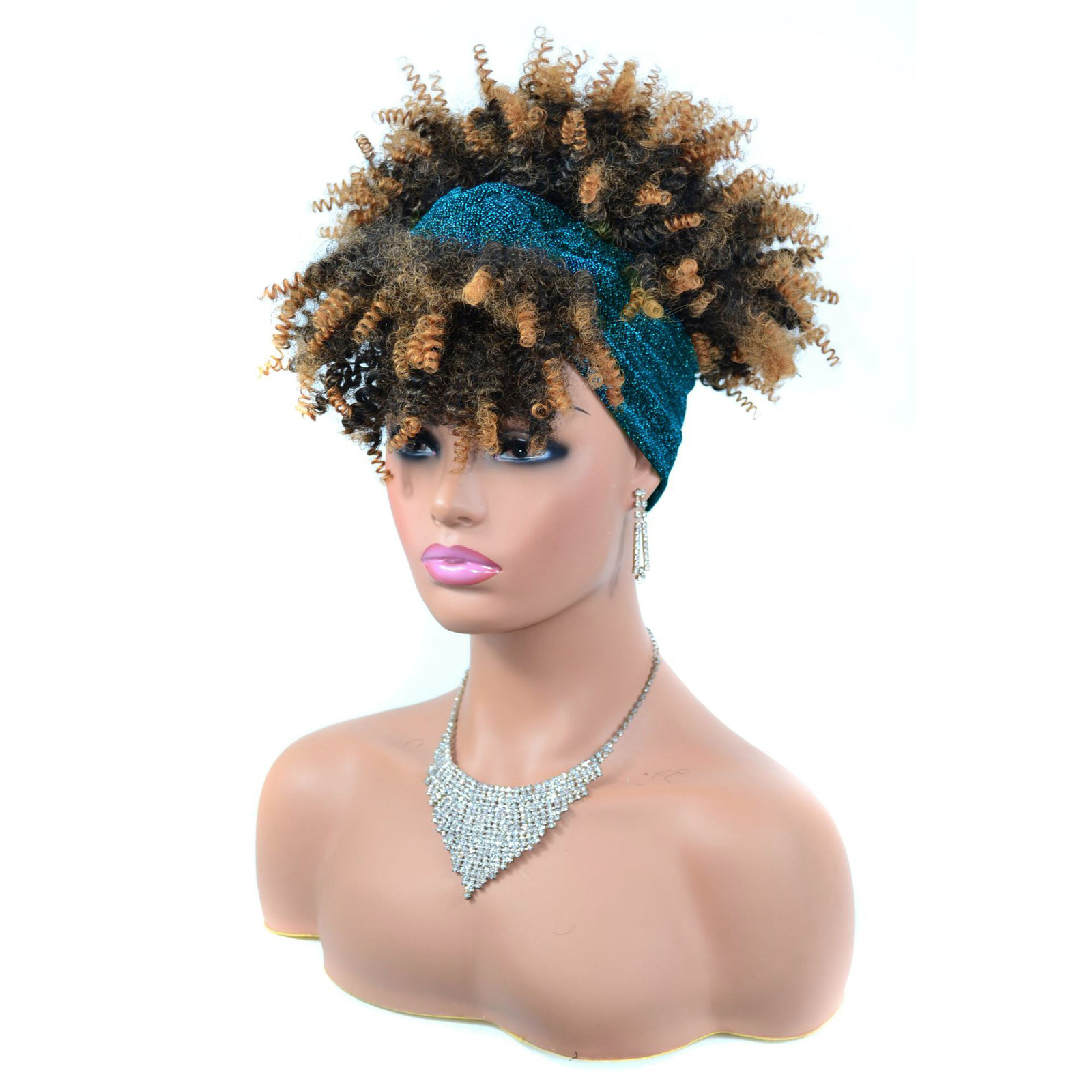 Synthetic Afro Hair Wigs Headband Wig with Curly Bangs for Black Women Afro Wigs