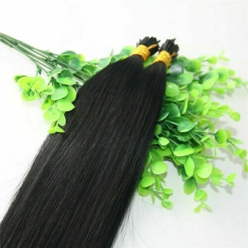 12A RUSSIAN 100g/100 STRAND PRE-BONDED KERATIN NAIL l TIPS HAIR JET BLACK 1##
