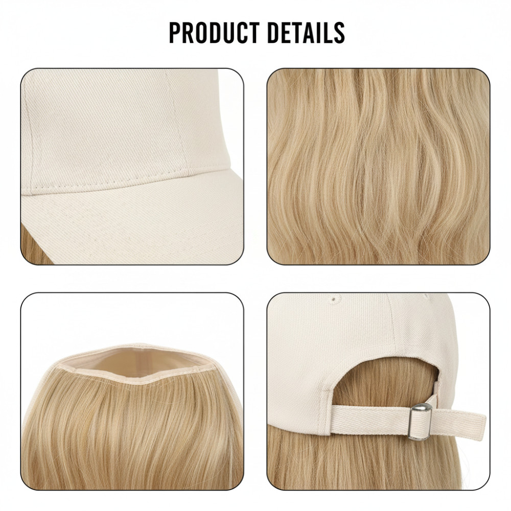 Synthetic Hair Water Wave Wig Fashionable One Piece Long Length Baseball Hat