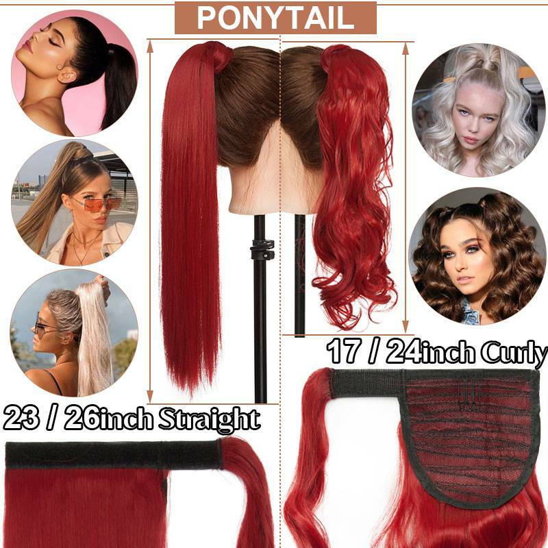 1PCS Wrap Around Ponytail Clip In Extension Synthetic Straight Curly For Woman