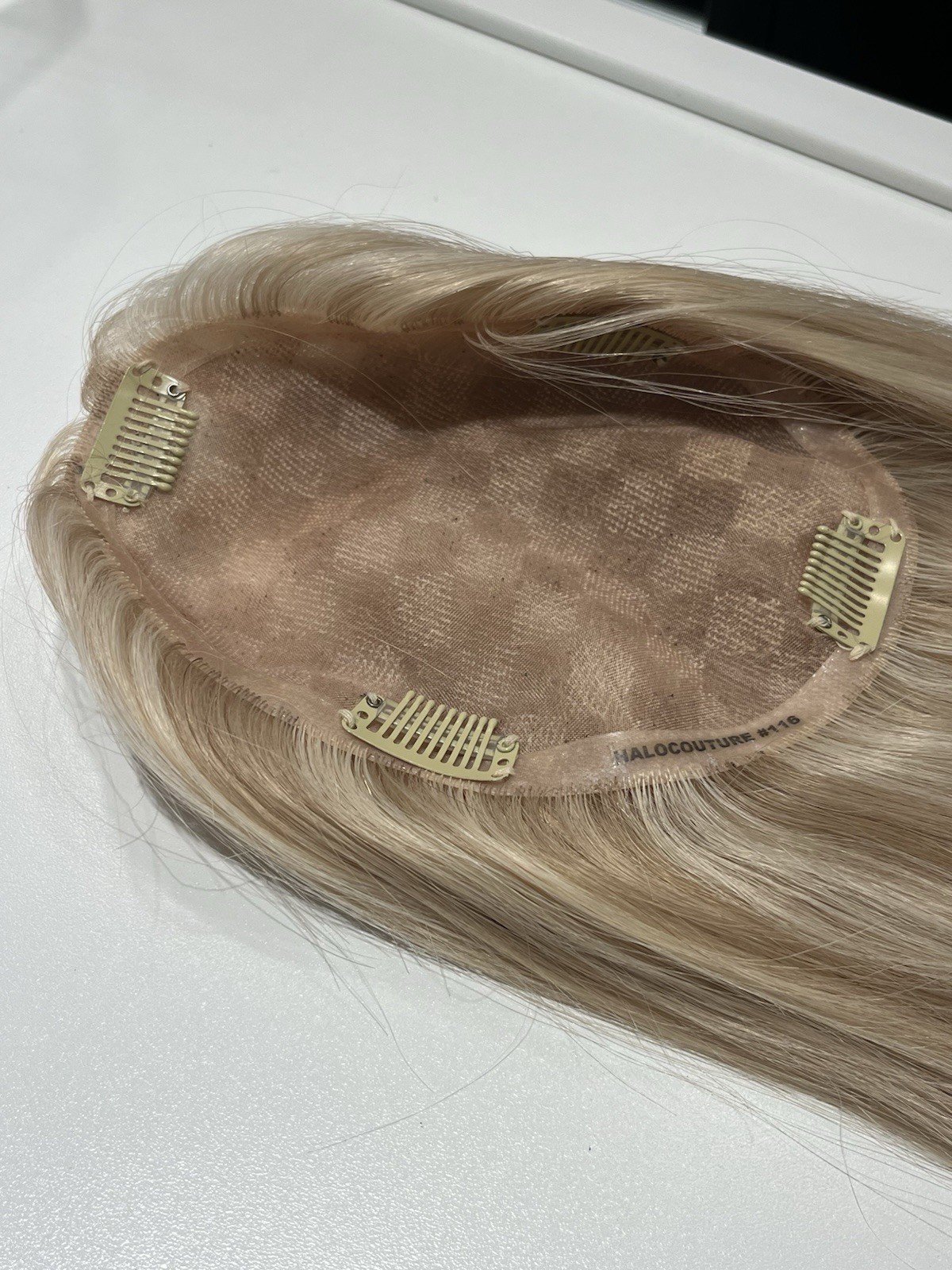 HaloCouture Topper Color 116 Cool Ash Blonde With Highlights 16” Long