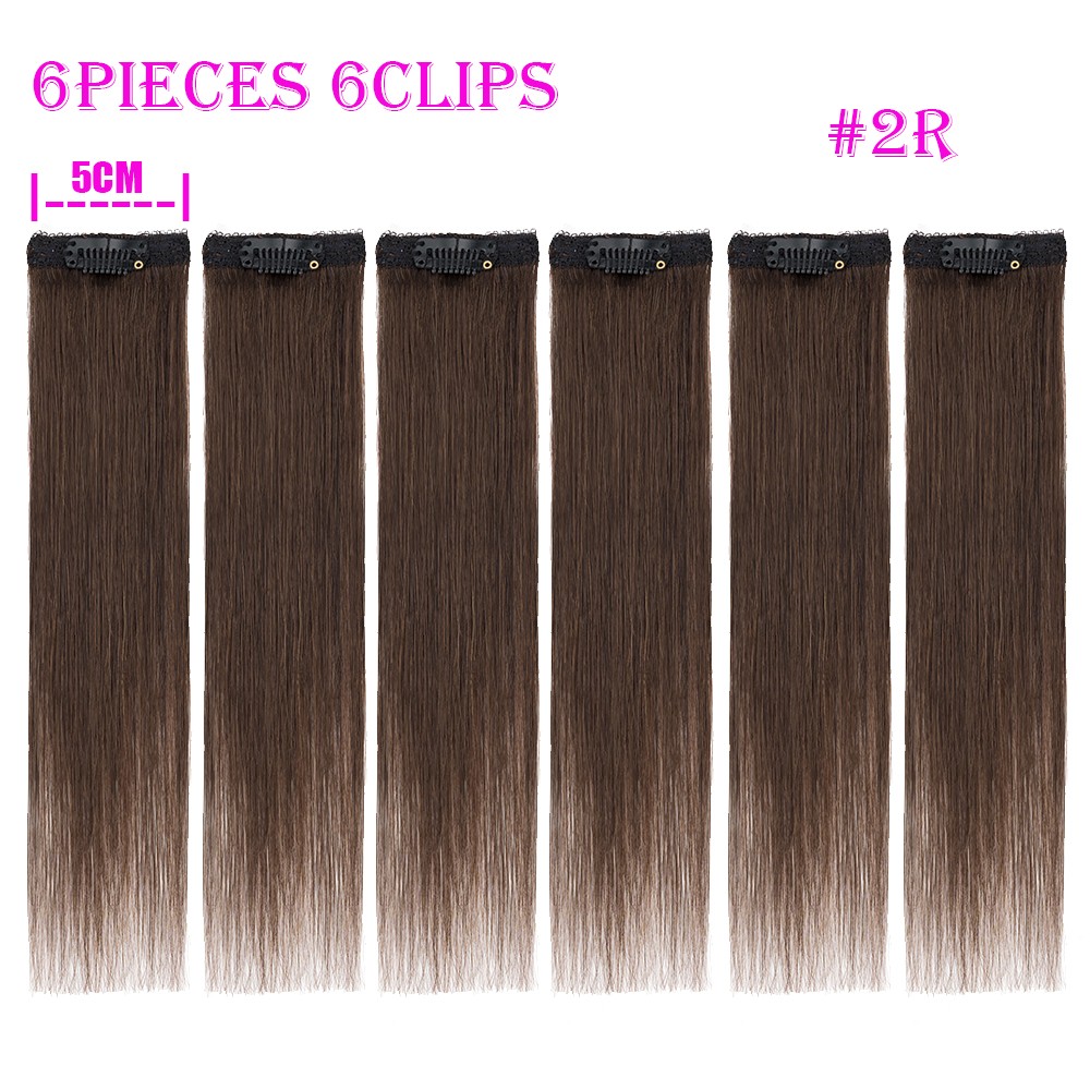 Clip In Real Human Hair Extensions 6Pcs Short Pink Straight Hairpieces for Women